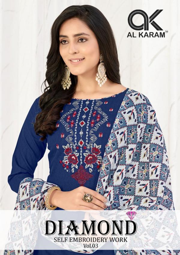 Al karam Diamond Vol-3 Soft Cotton Designer Dress Material